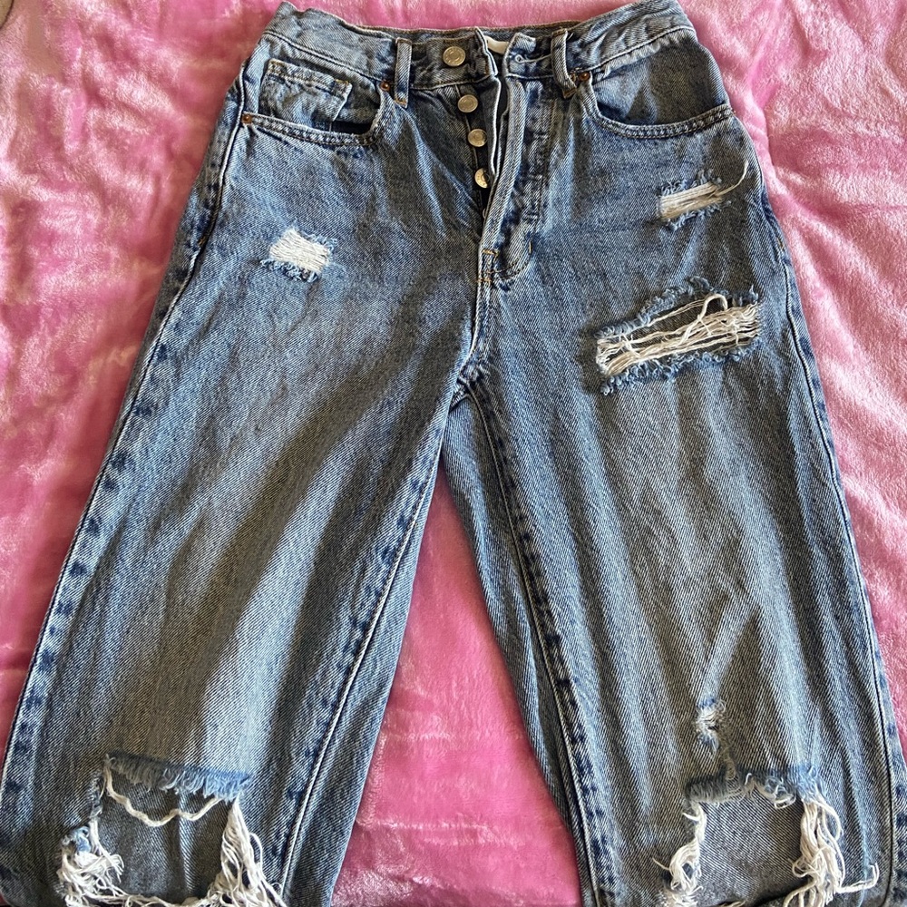 PacSun Light Blue Distressed Dad Jeans